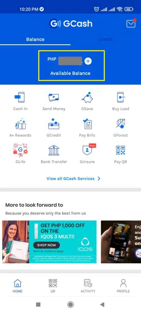 How to pay NBI using GCash - Step 3 -Make sure GCash balance is enough